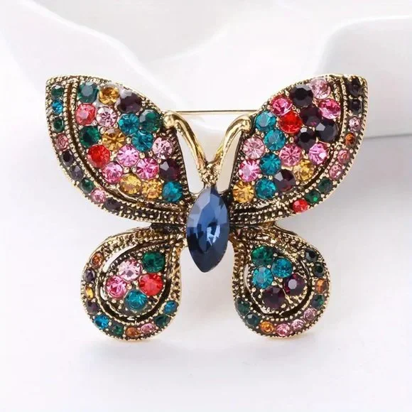 Butterfly Brooch in Green;    Blue and Pink Sold - Picture 9 of 9